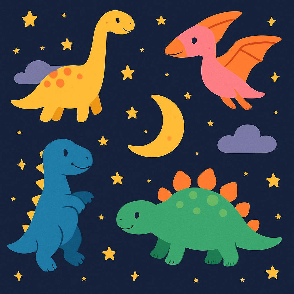 Dinosaurs In The Night Sky Painting Diamond Kit