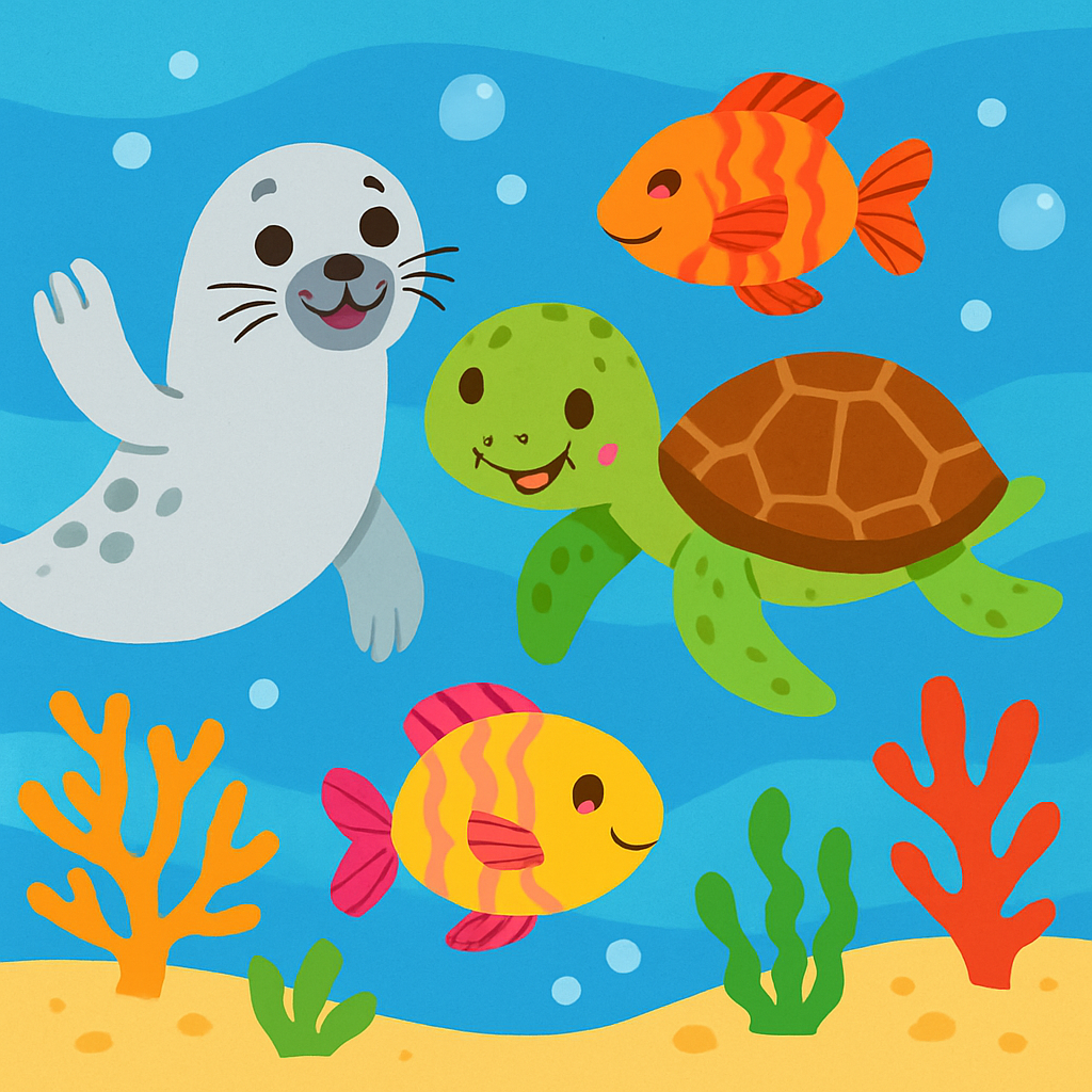 Giggling Ocean Animals Paint By Diamond