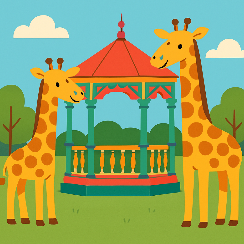 Giraffe Gazebo Gathering Paint By Diamonds Art