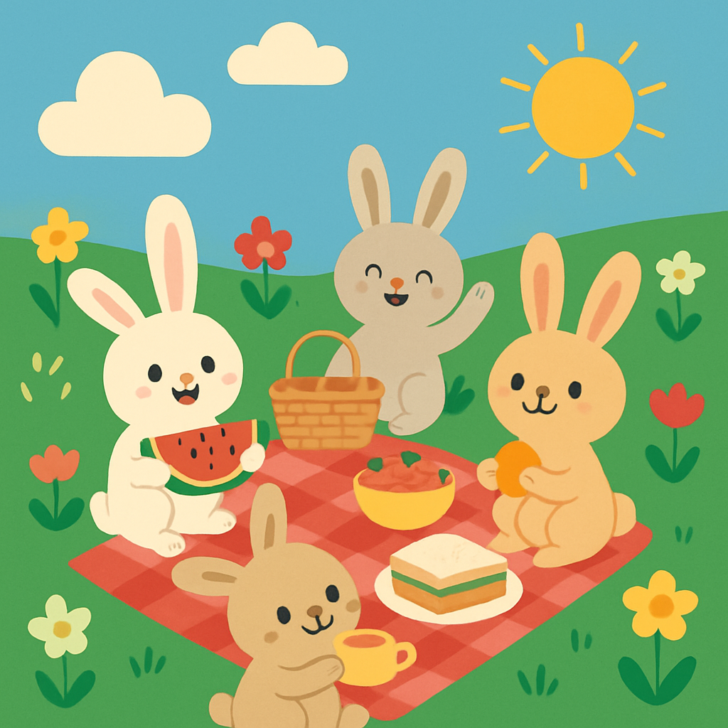 Bunny Meadow Picnic Paint By Diamonds Art