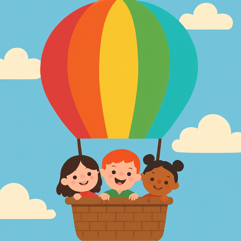 Little Adventurers In A Hot Air Balloon Diamond Painting