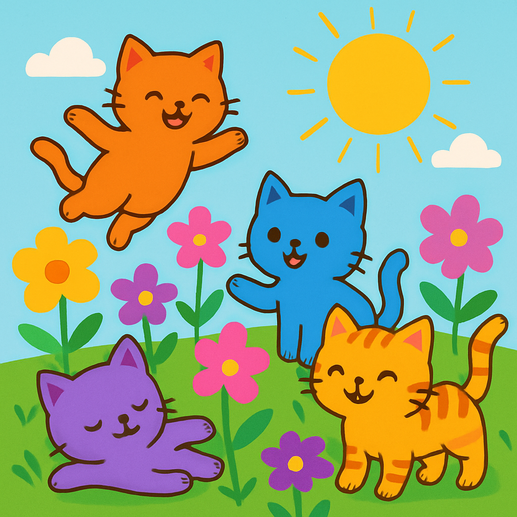 Joyful Kittens In A Garden Diamond Painting