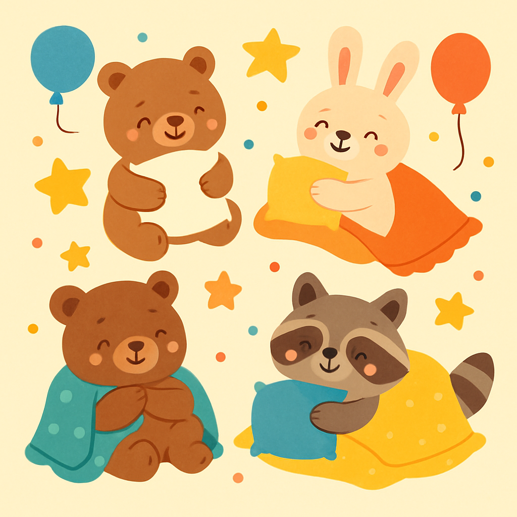 Cuddly Animal Sleepover Diamond Painting