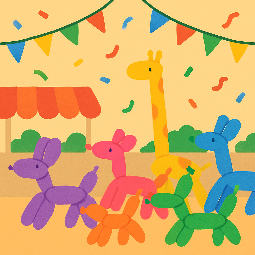 Cheerful Balloon Animals Parade Paint By Diamonds Art