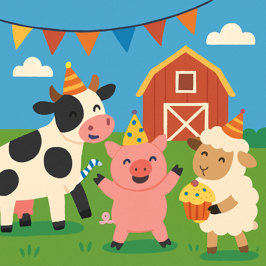 Joyful Farm Animal Party Paint By Diamonds Art