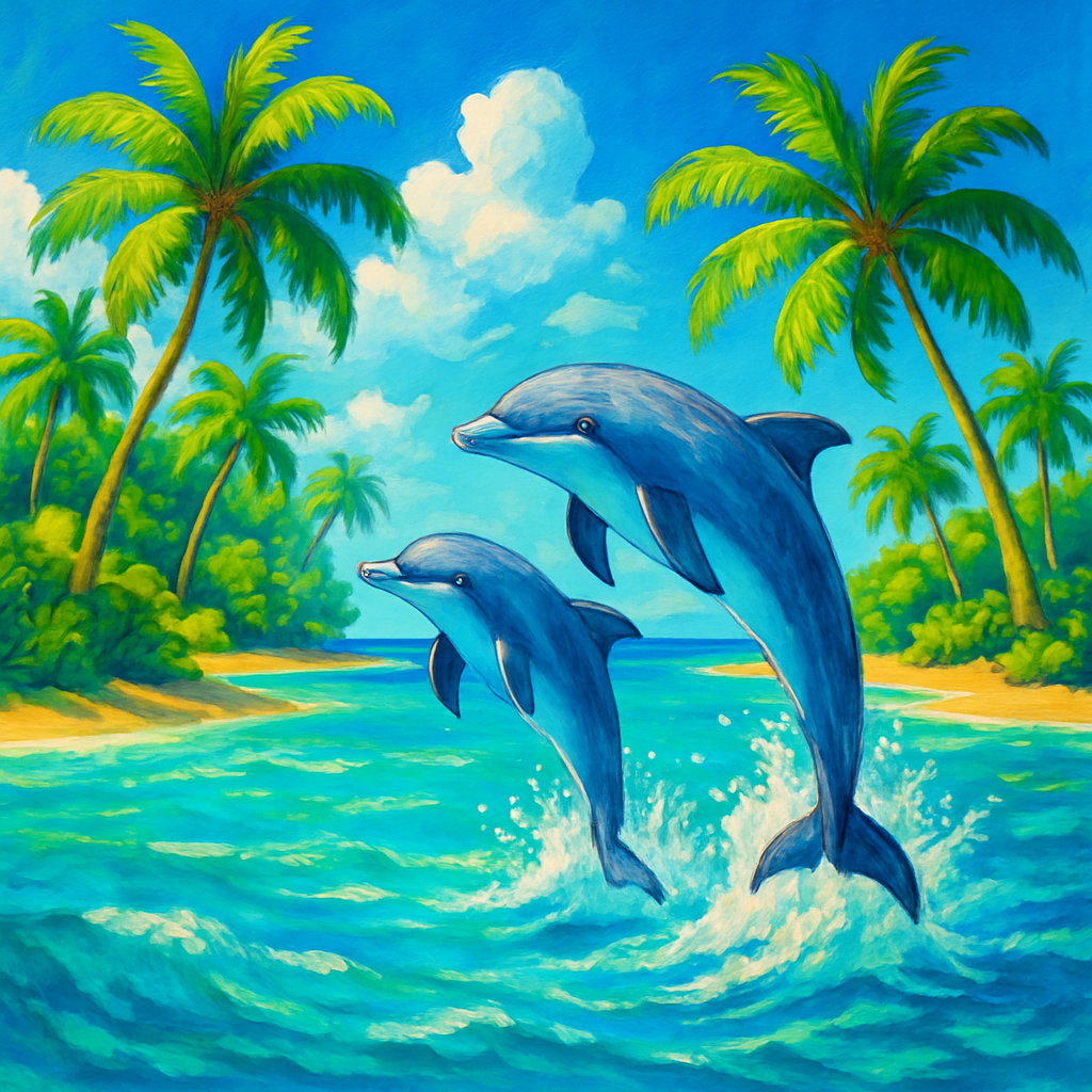 Tropical Dolphin Paradise Paint By Color