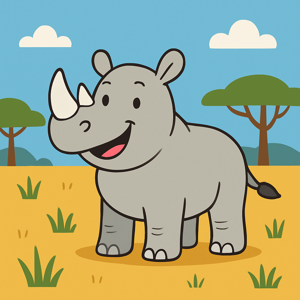 Cheerful Rhino Painting By Diamonds Kit