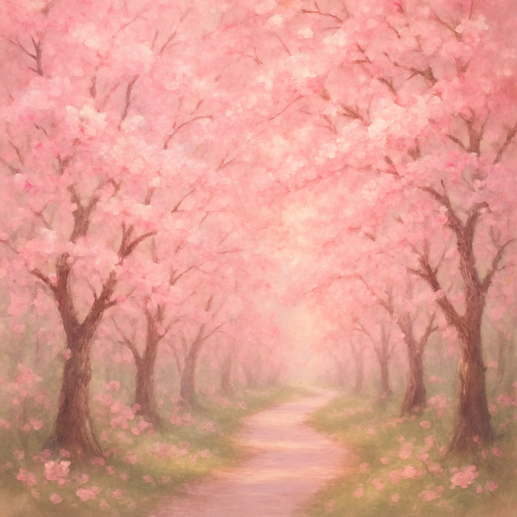 Whimsical Cherry Blossom Path Paint By Color