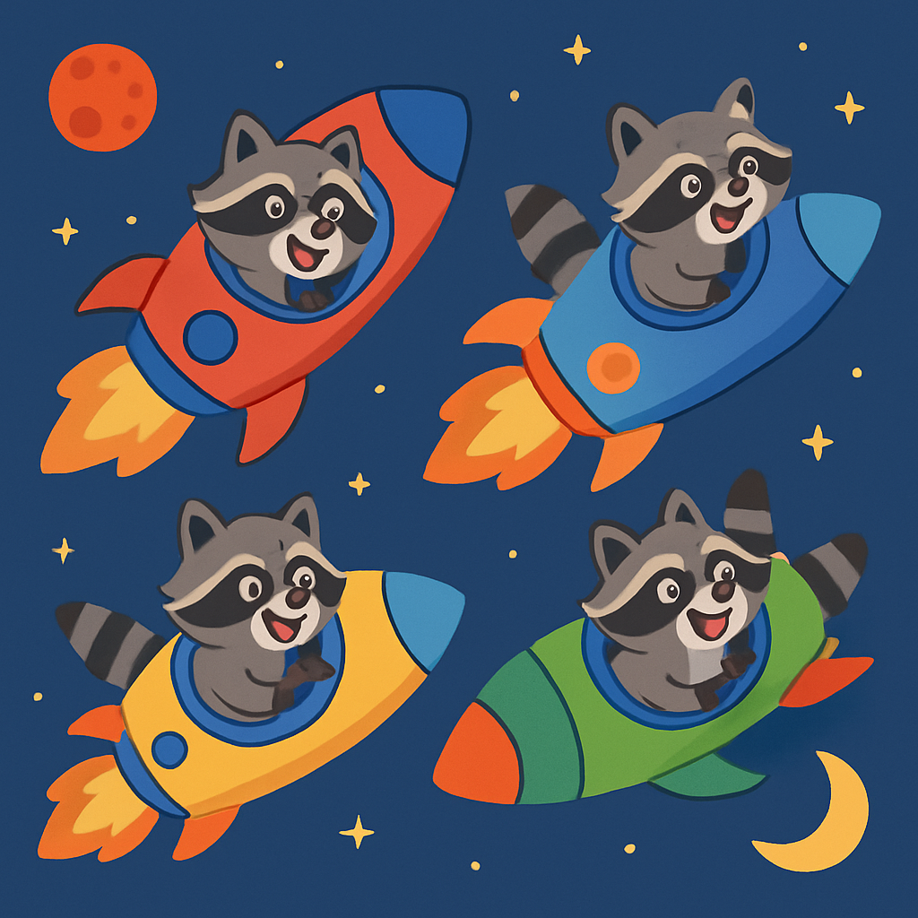 Rocket Racing Raccoons Diamonded Painting Kits
