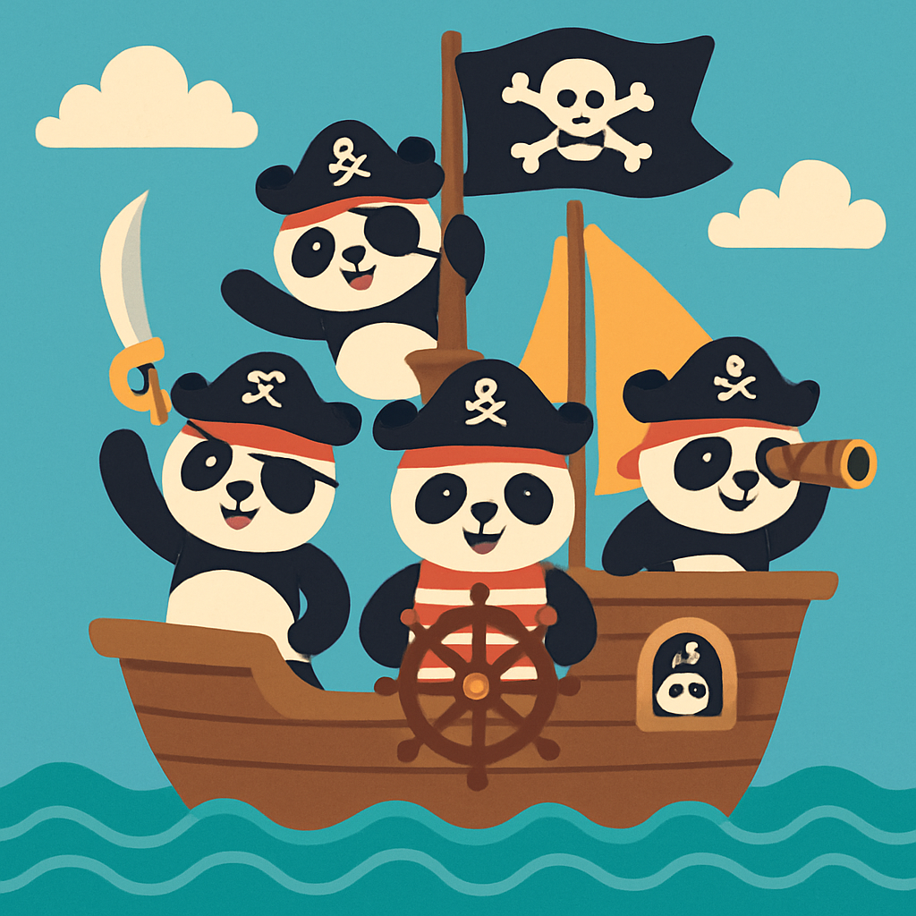 Playful Pirate Pandas Diamonded Painting Kits