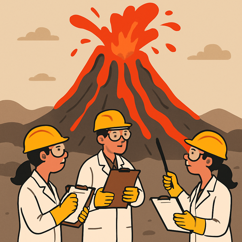 Volcano Eruption With Scientists Paint by diamonds kits