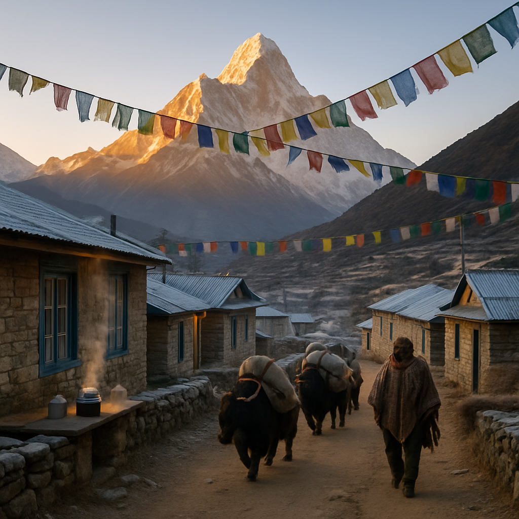 Khumbu Dawn Village paint by diamonds