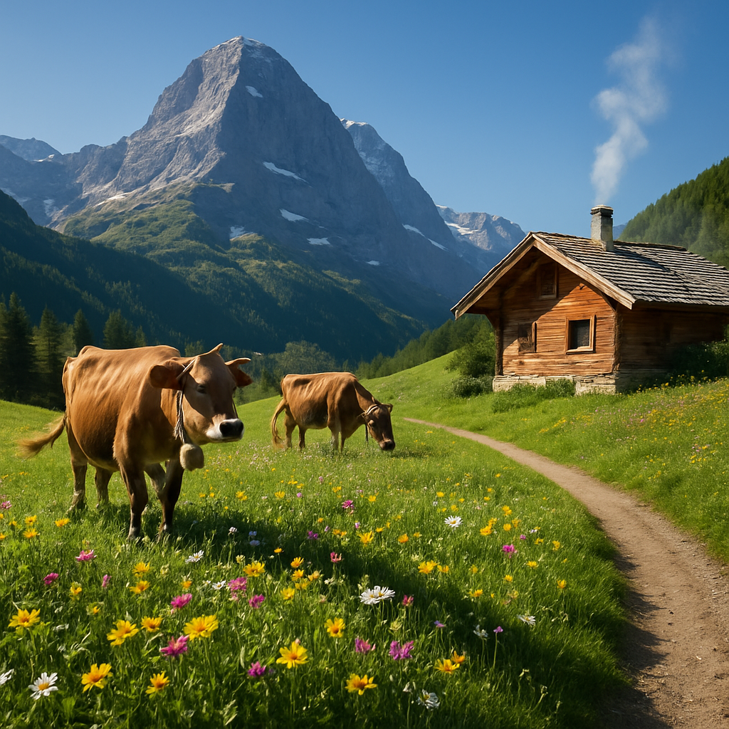 Swiss Alps Summer Meadow painting diamond kit