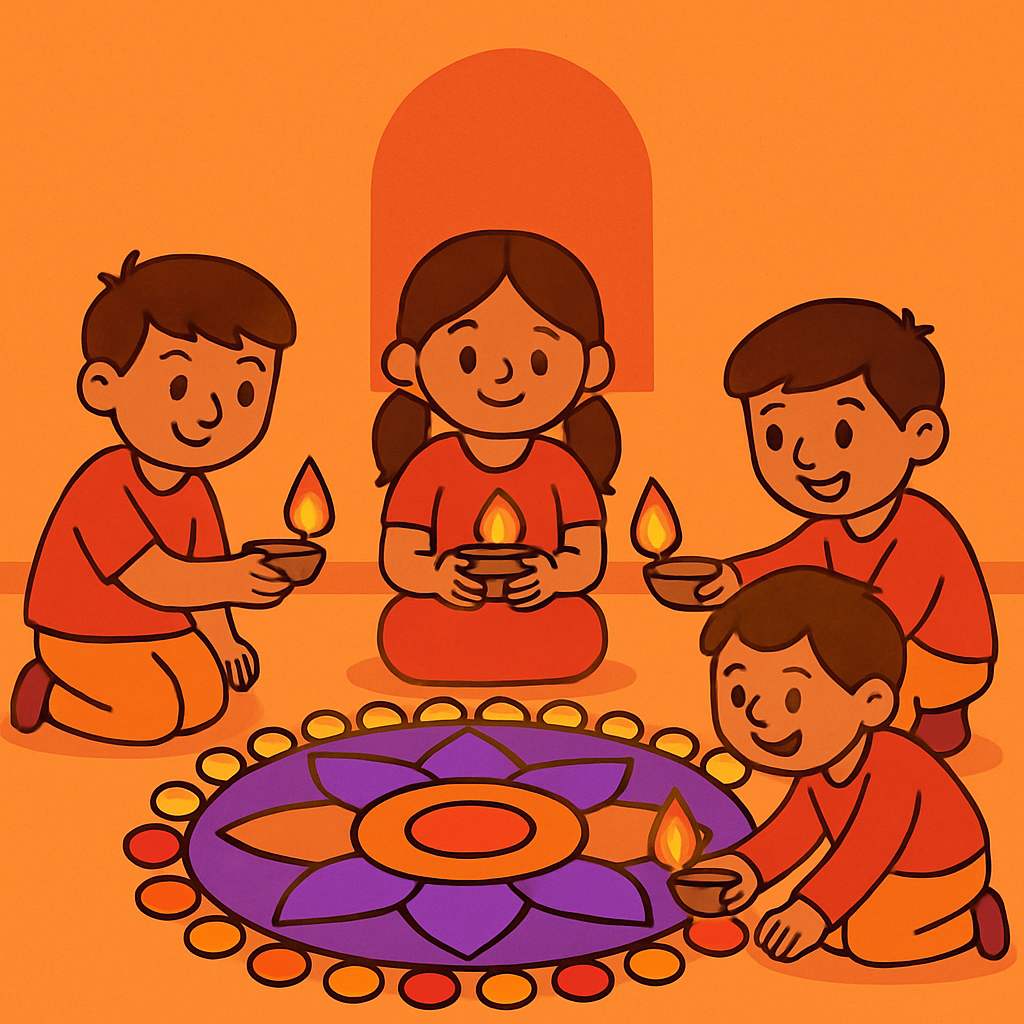 Diwali Rangoli Lights paint by diamonds
