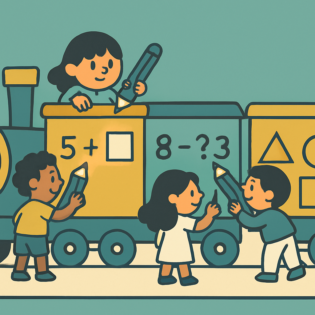 Math Puzzle Train paint by diamonds