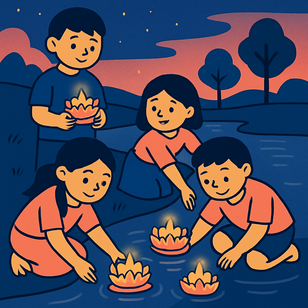 Festival Lantern Boats painting diamond kit