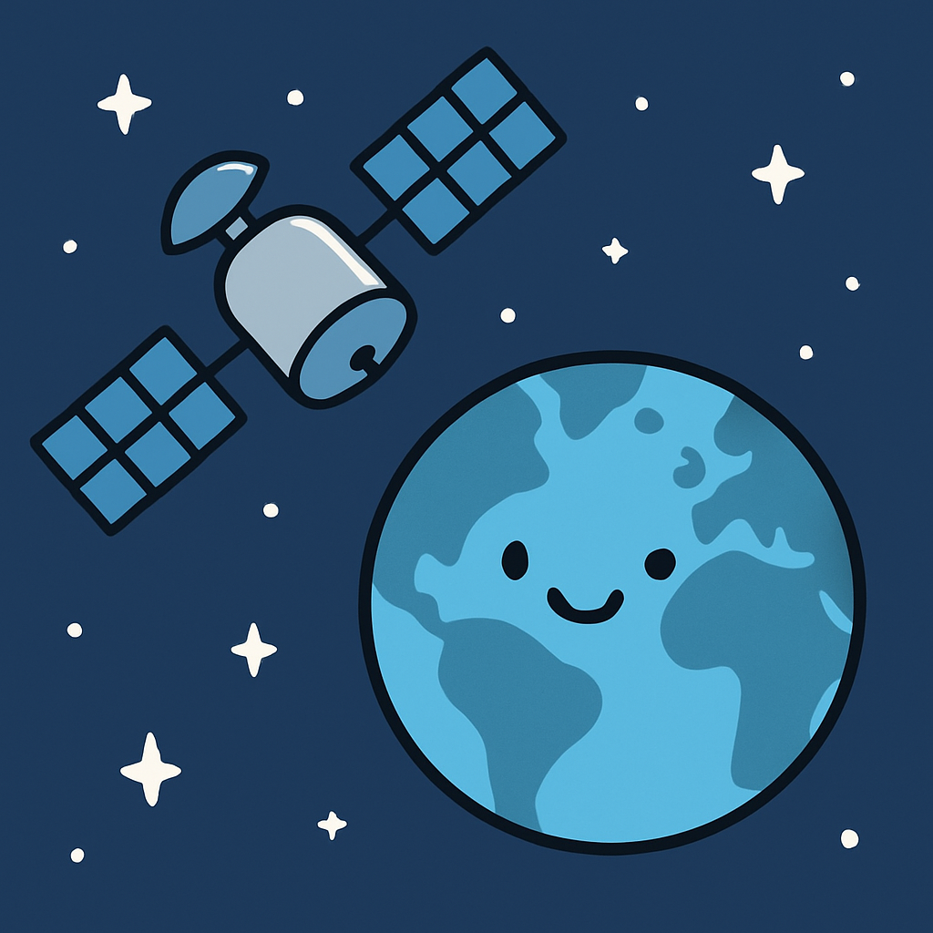 Friendly Satellite And Earth paint by color