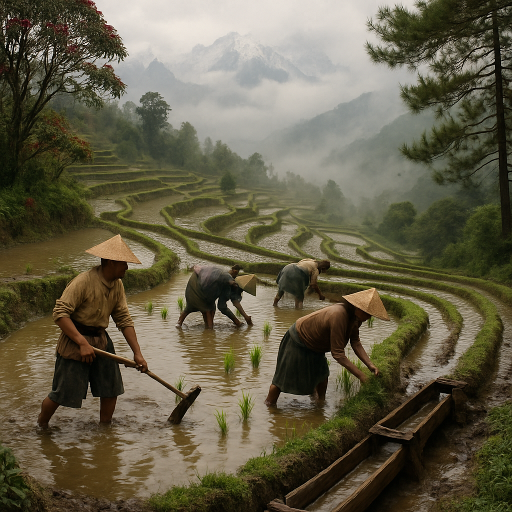 Annapurna Foothills Rice Terraces paint by color