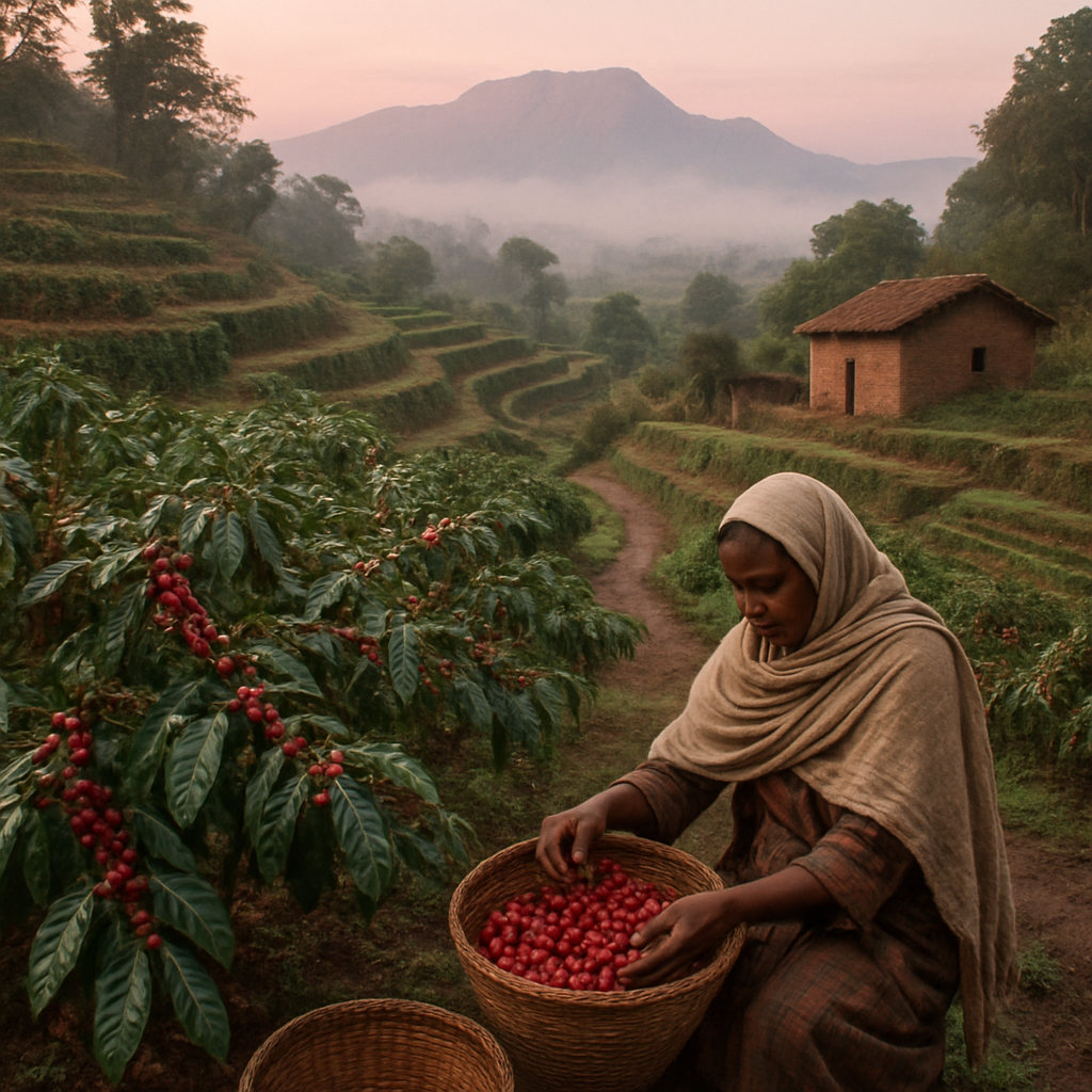 Ethiopian Highlands Coffee Farm diamond painting