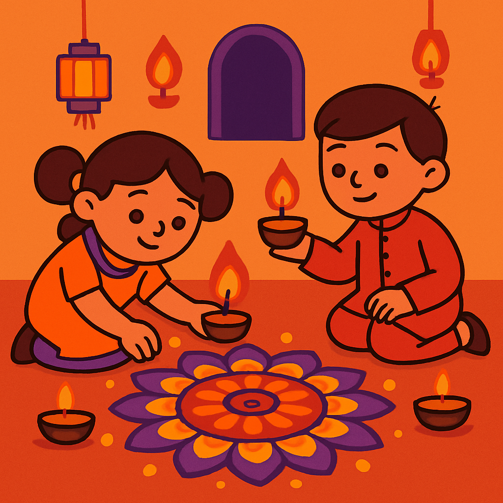 Diwali Diyas And Rangoli Painting by diamonds kit