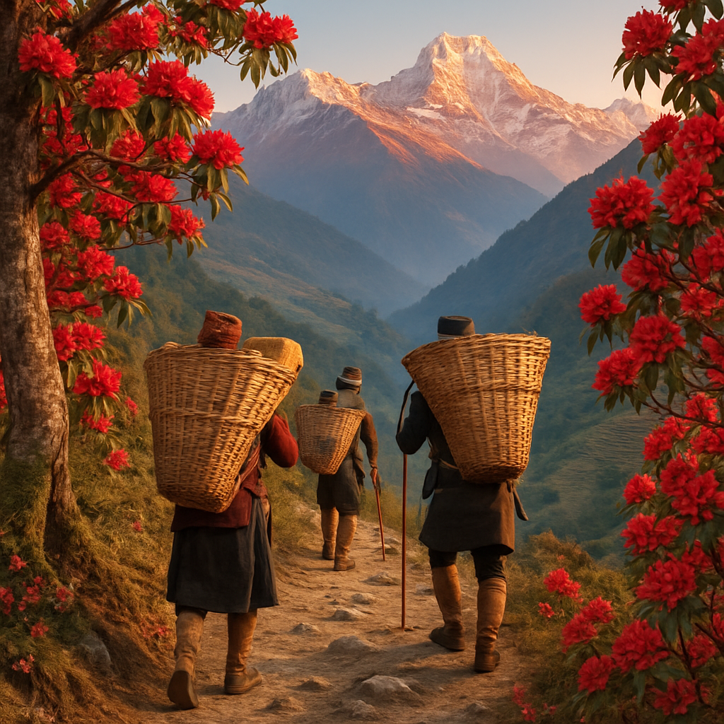 Annapurna Circuit Rhododendron paint by color