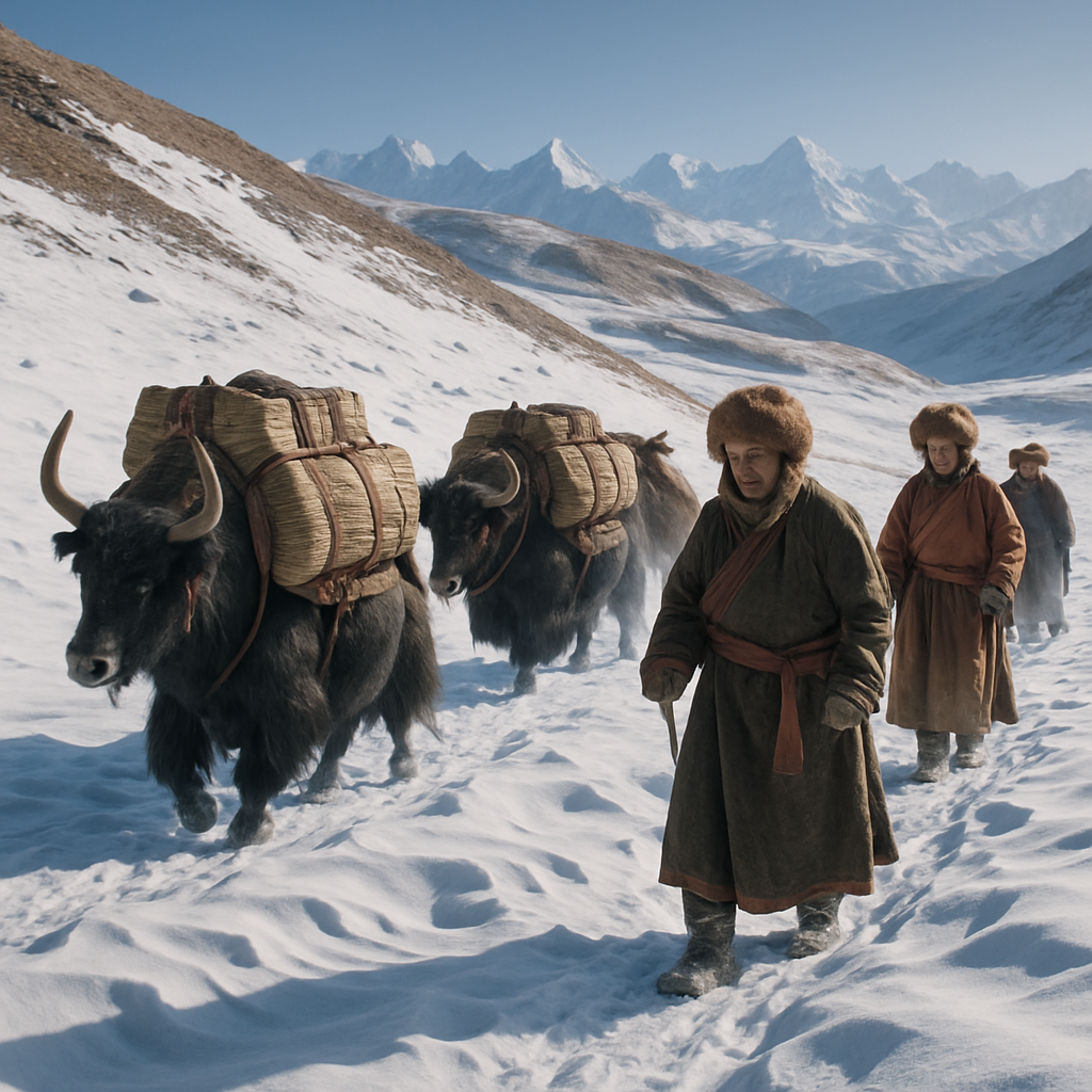 Dolpo Winter Yak Caravan Paint by diamonds art