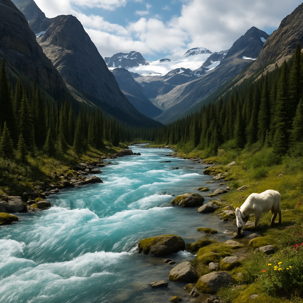 Glacier-fed River In The Canadian Rockies Painting by diamonds kit