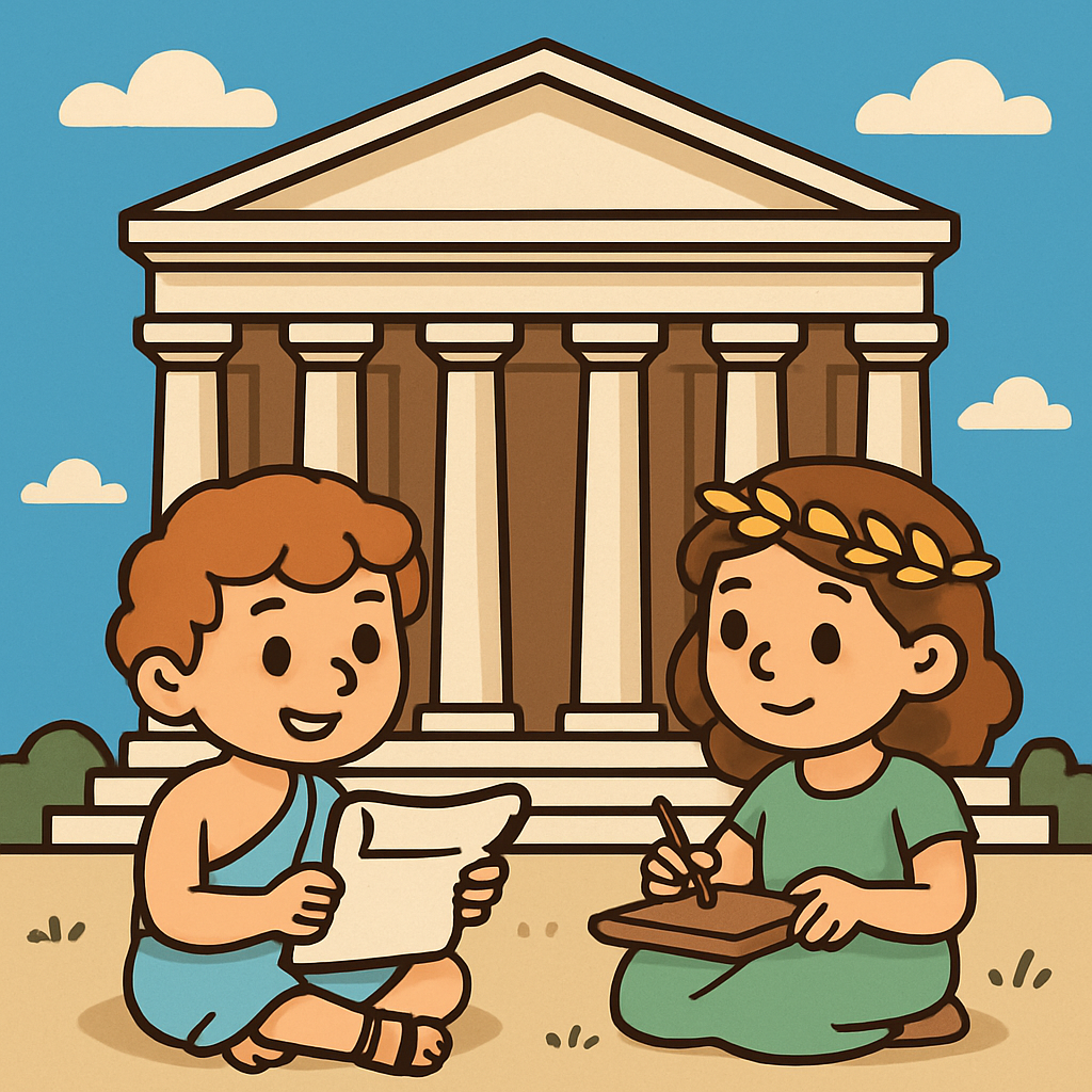 Ancient Greek Temple With Kids Learning DIY paint by diamonds