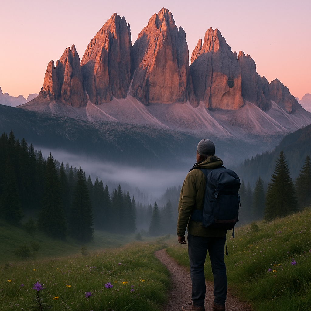 Misty Dawn Over The Dolomite Peaks diamonded painting kits