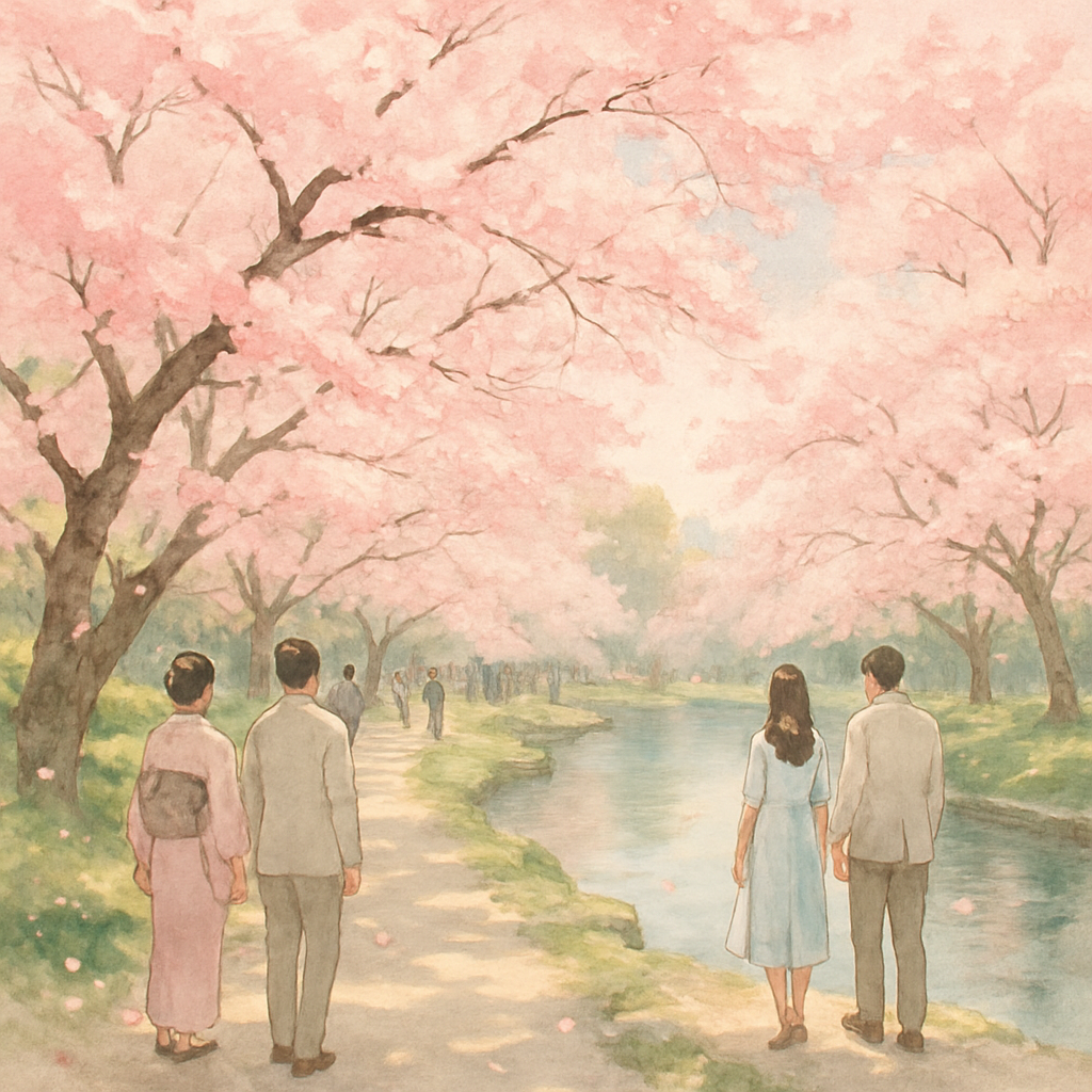 Cherry Blossom Festival Tokyo paint by color