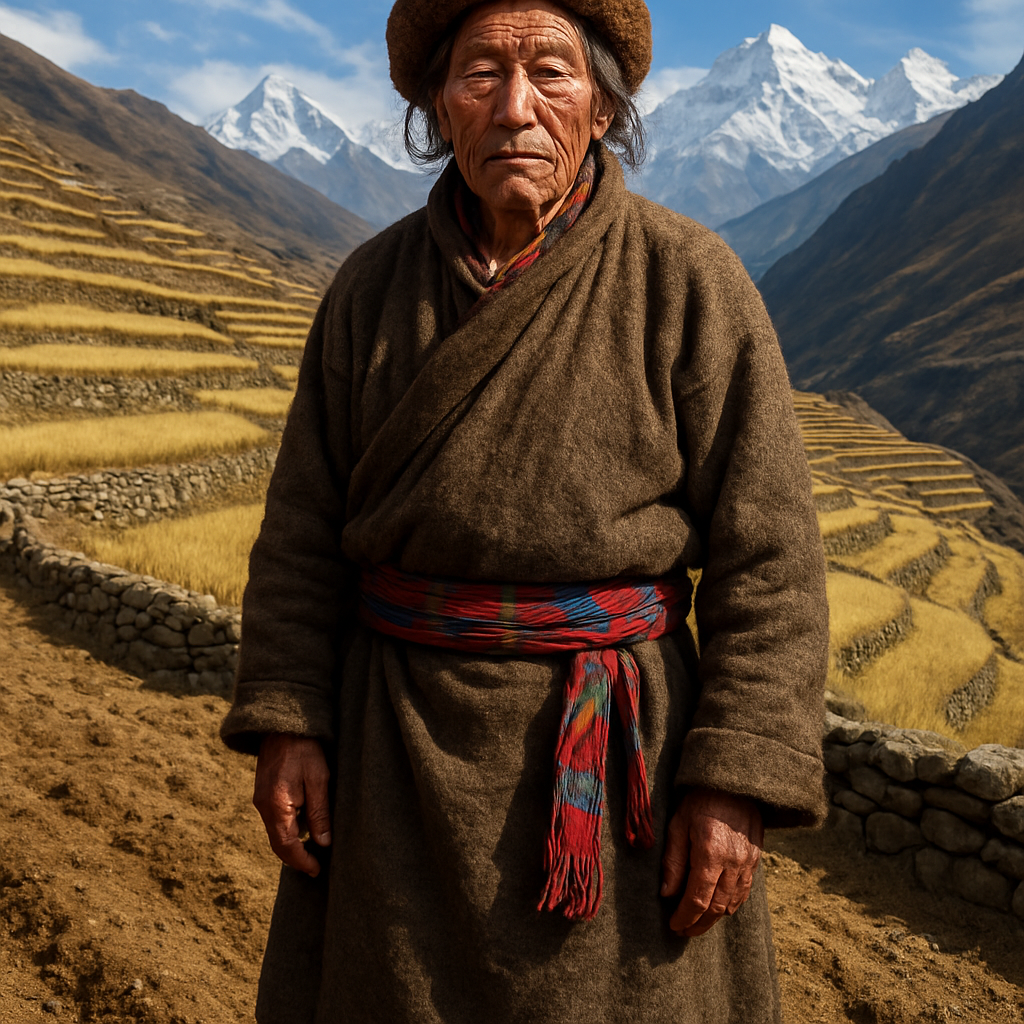 Traditional Tibetan Farmer In Himalayan Highlands Paint by diamonds art