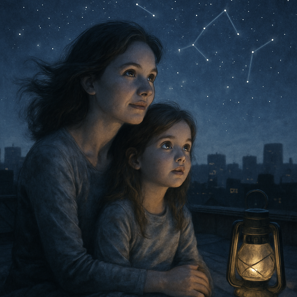 Moonlit Guidance Mother And Daughter Under Starlight paint by diamond