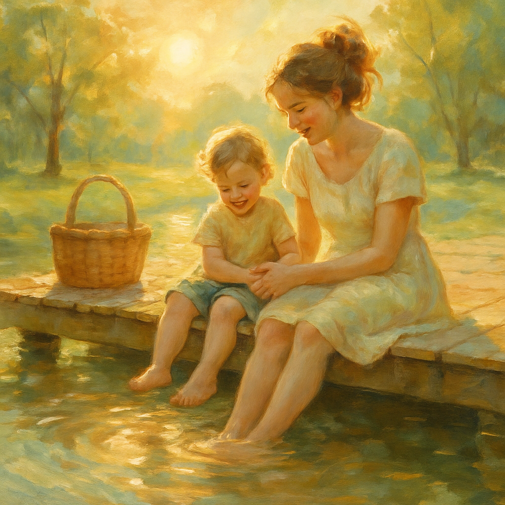 Sunlit Devotion A Tender Moment By The Lake diamonded painting kits