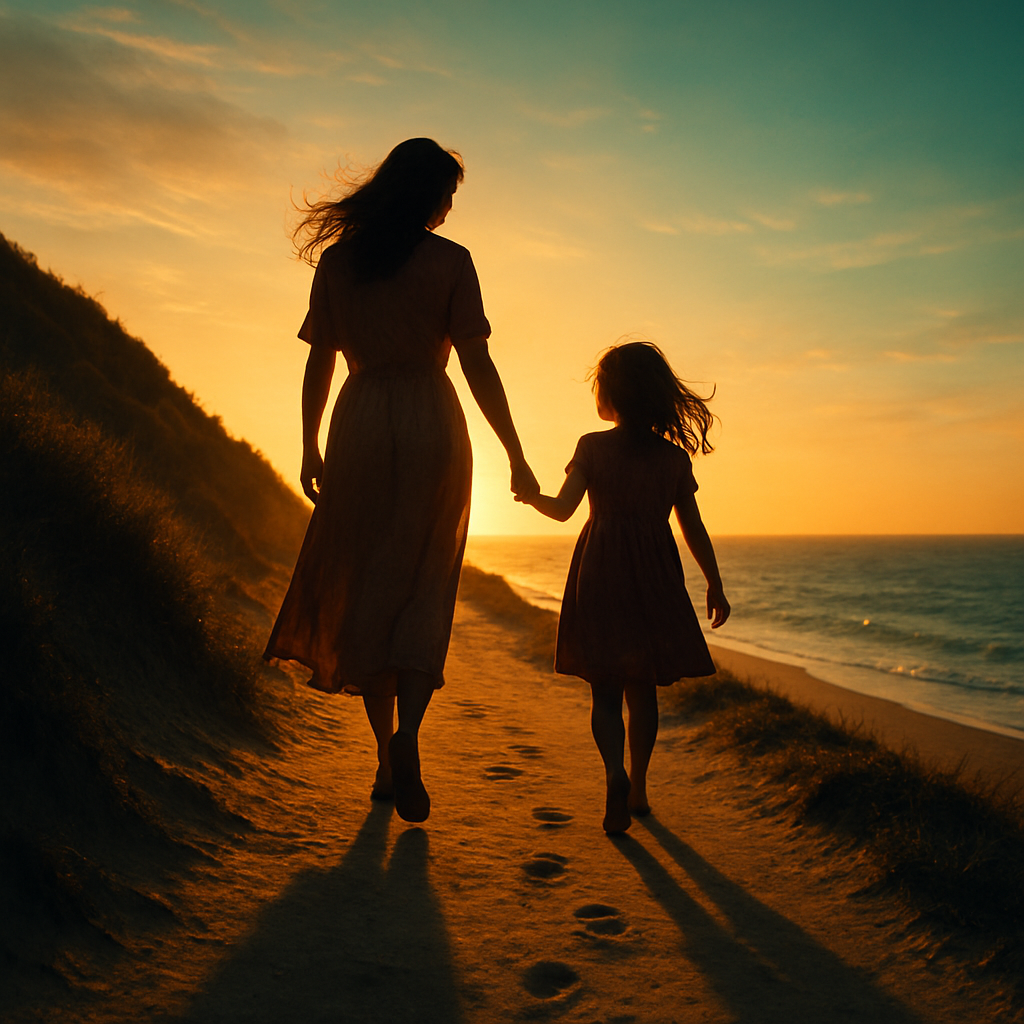 Golden Horizon Walking Hand In Hand At Sunset paint by color