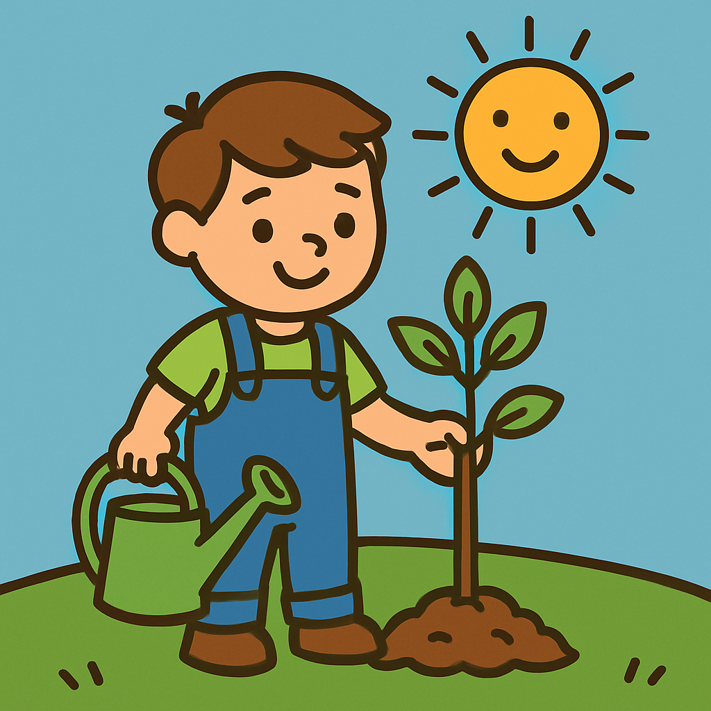 Boy Planting A Tree Painting by diamonds kit