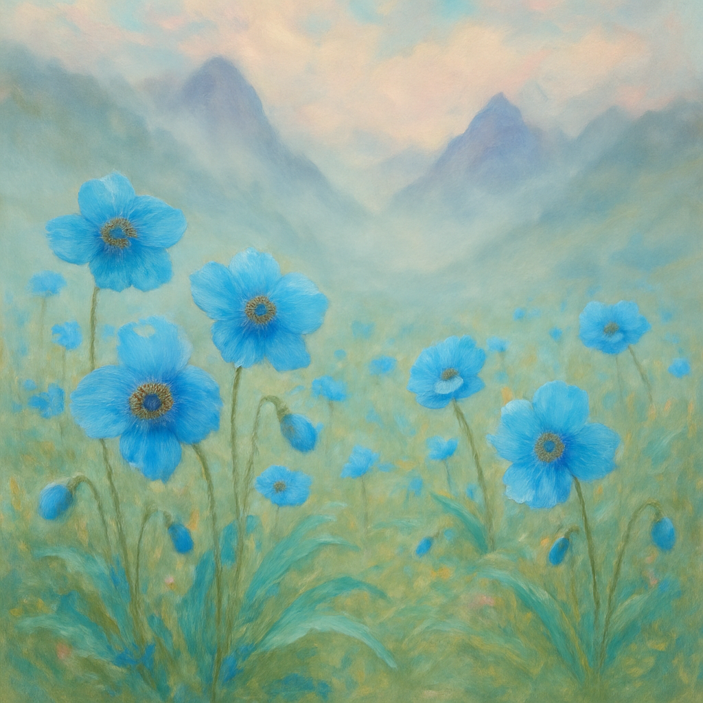 Himalayan Blue Poppy Meconopsis Betonicifolia paint by diamond