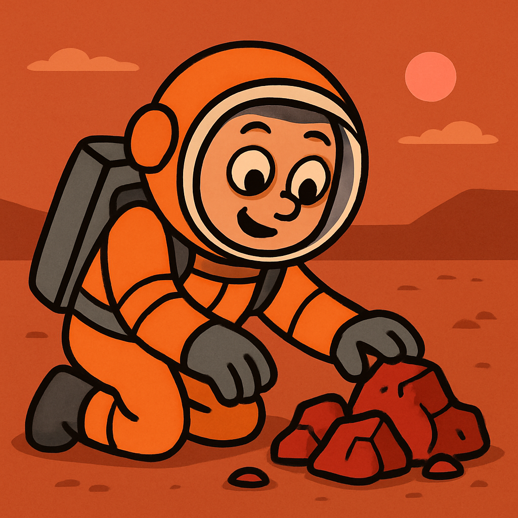 Curious Astronaut Exploring Mars Rocks paint by diamond