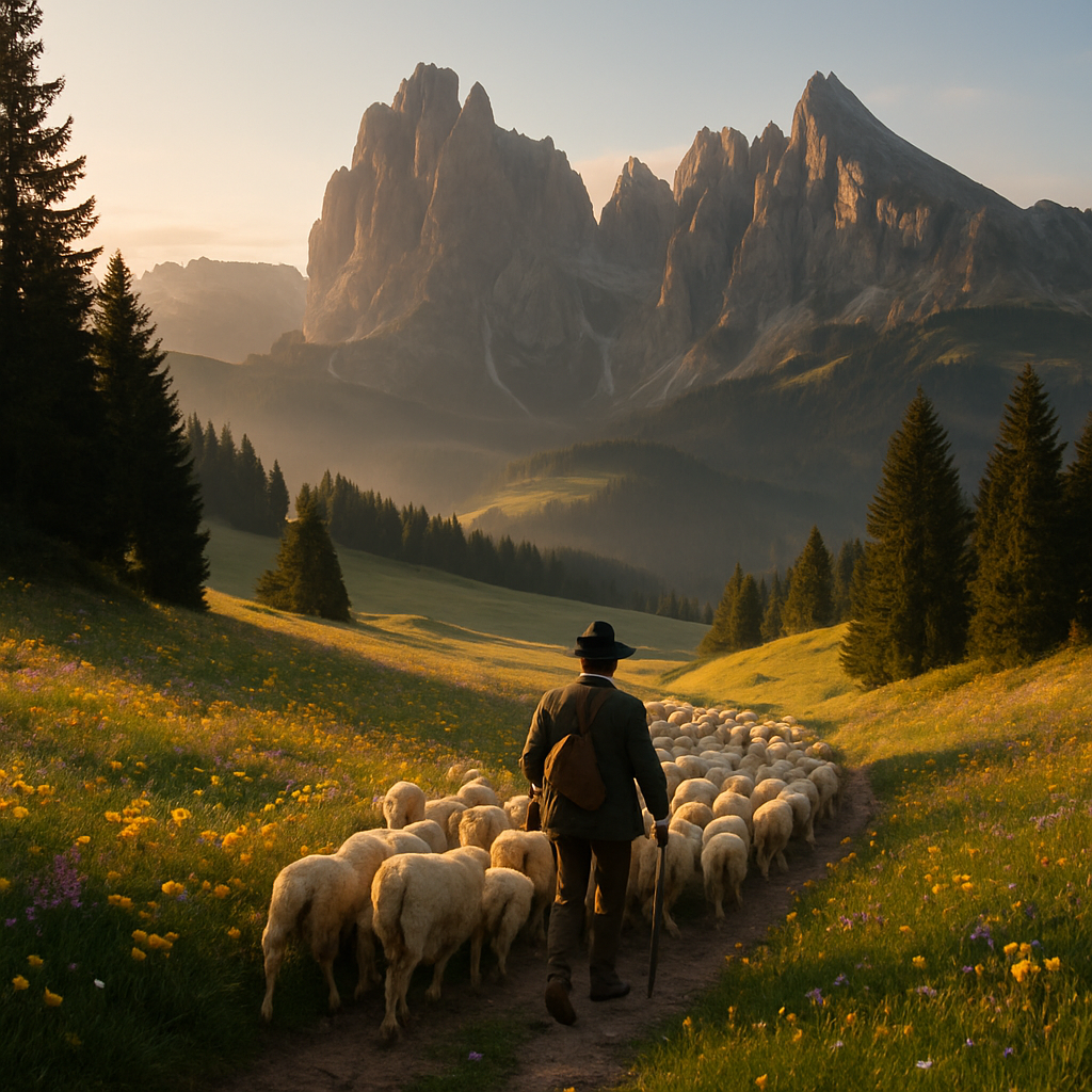 Sunrise Over Dolomites Alp Meadow painting diamond kit