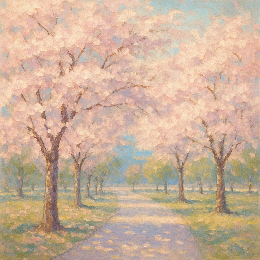 Cherry Blossom Park Vancouver Painting by diamonds kit