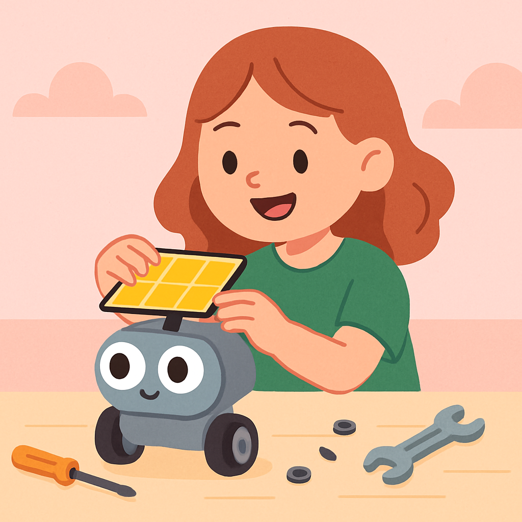 Inventive Girl Building Solar Powered Robot diamond painting
