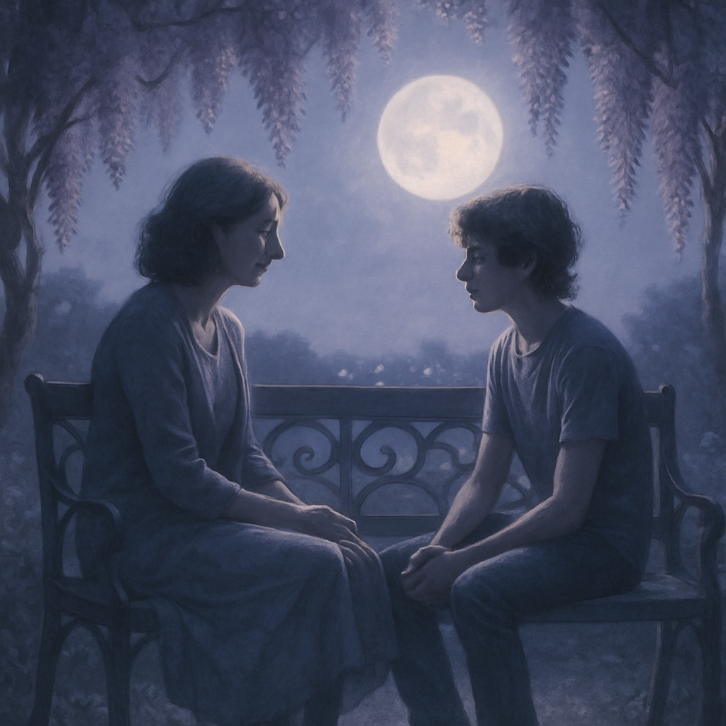 Moon Garden Embrace: Quiet Conversation At Midnight DIY paint by diamonds