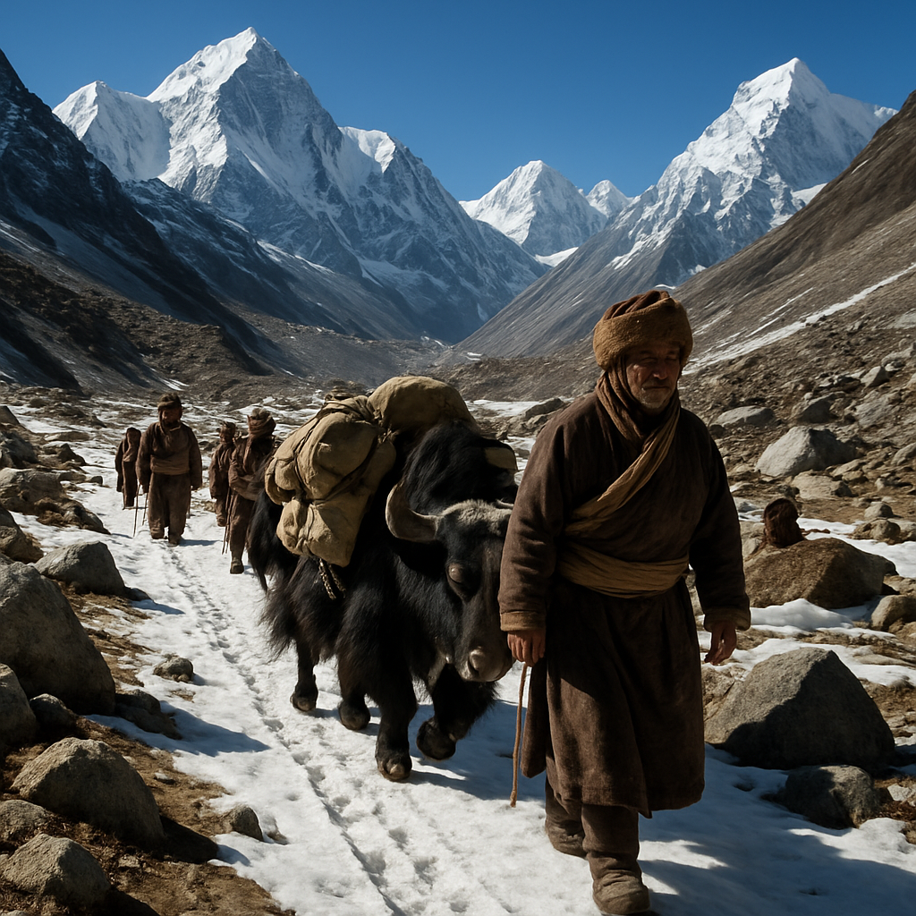 Glacier Trail With Tibetan Yak Caravan Paint by diamonds art