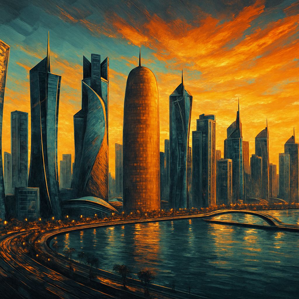 Futuristic Skyline Of Doha paint by diamonds