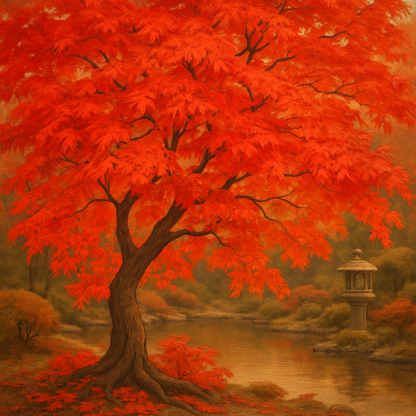 Japanese Maple Acer Palmatum In Autumn Paint by diamonds art