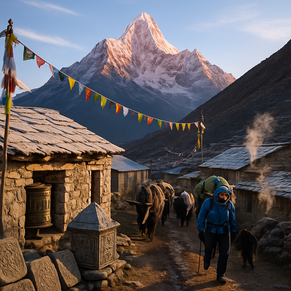 Khumbu Sunrise Village diamond painting