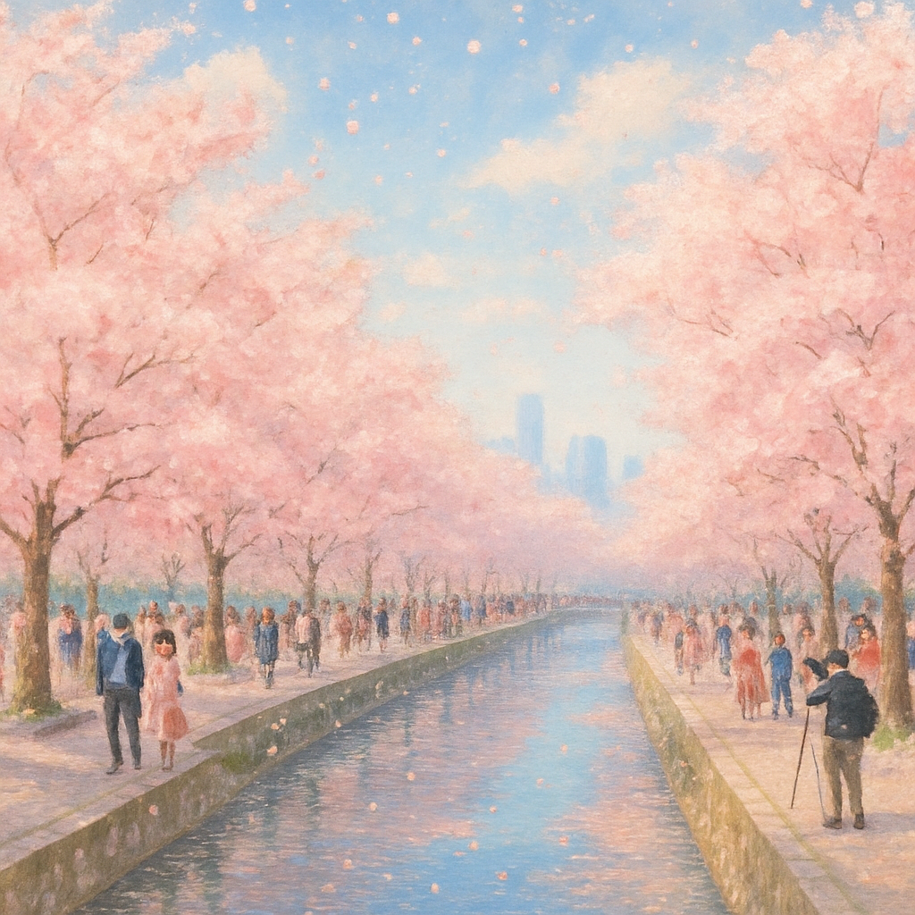 Cherry Blossom Park Tokyo Japan DIY paint by diamonds