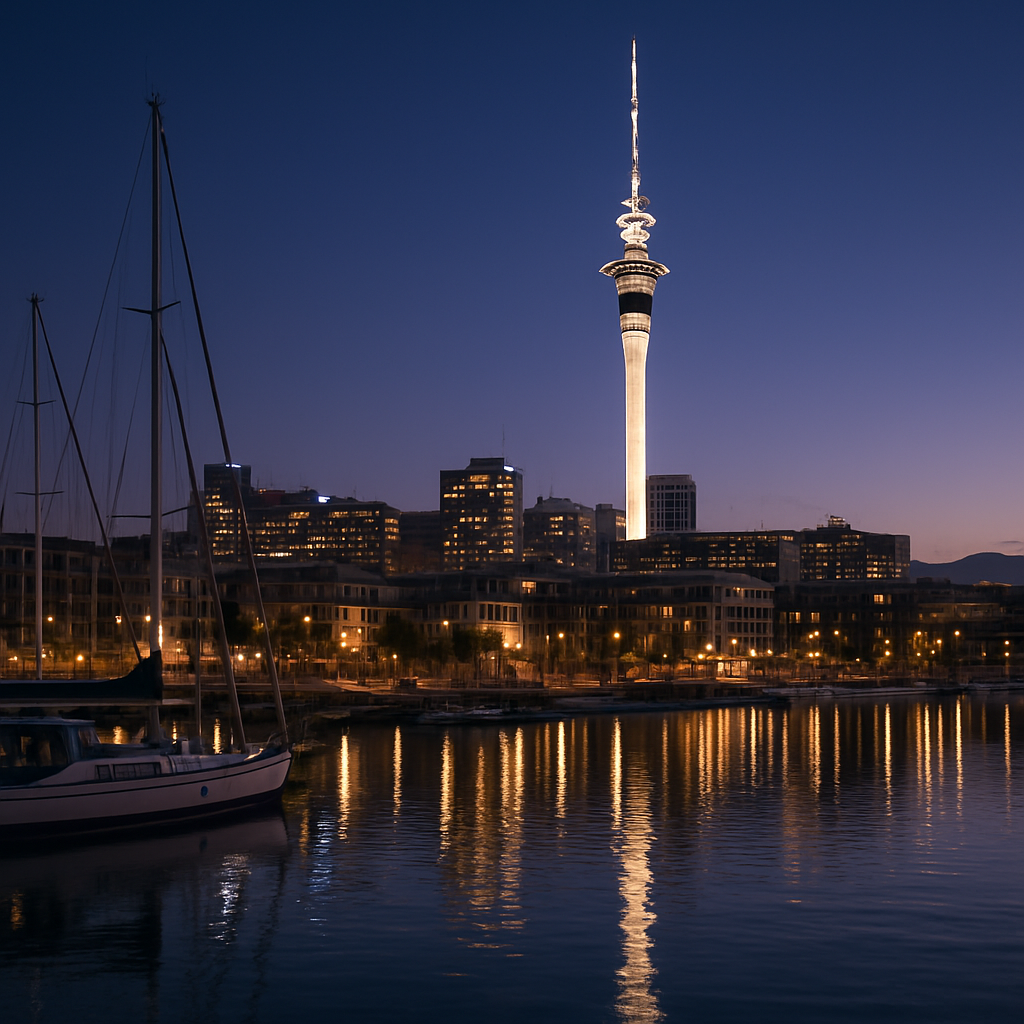 Auckland Sky Tower And Viaduct Harbor Auckland New Zealand Paint by diamonds kits