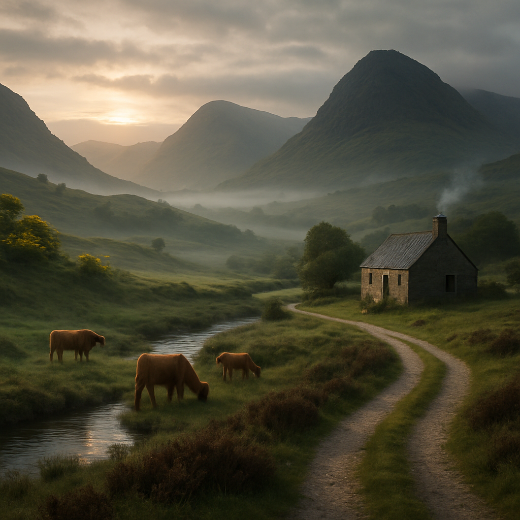 Morning Mist In The Scottish Highlands painting diamond kit