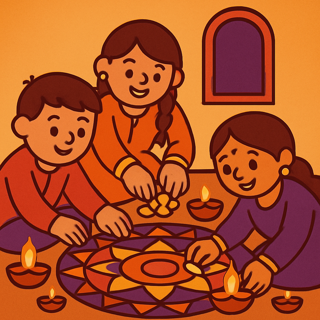 Rangoli And Diyas Night painting diamond kit