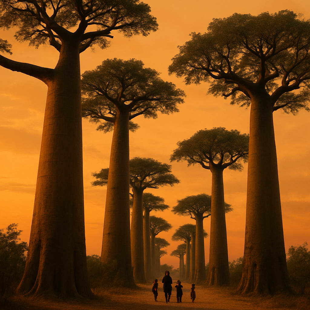 Baobab Avenue Madagascar Paint by diamonds art